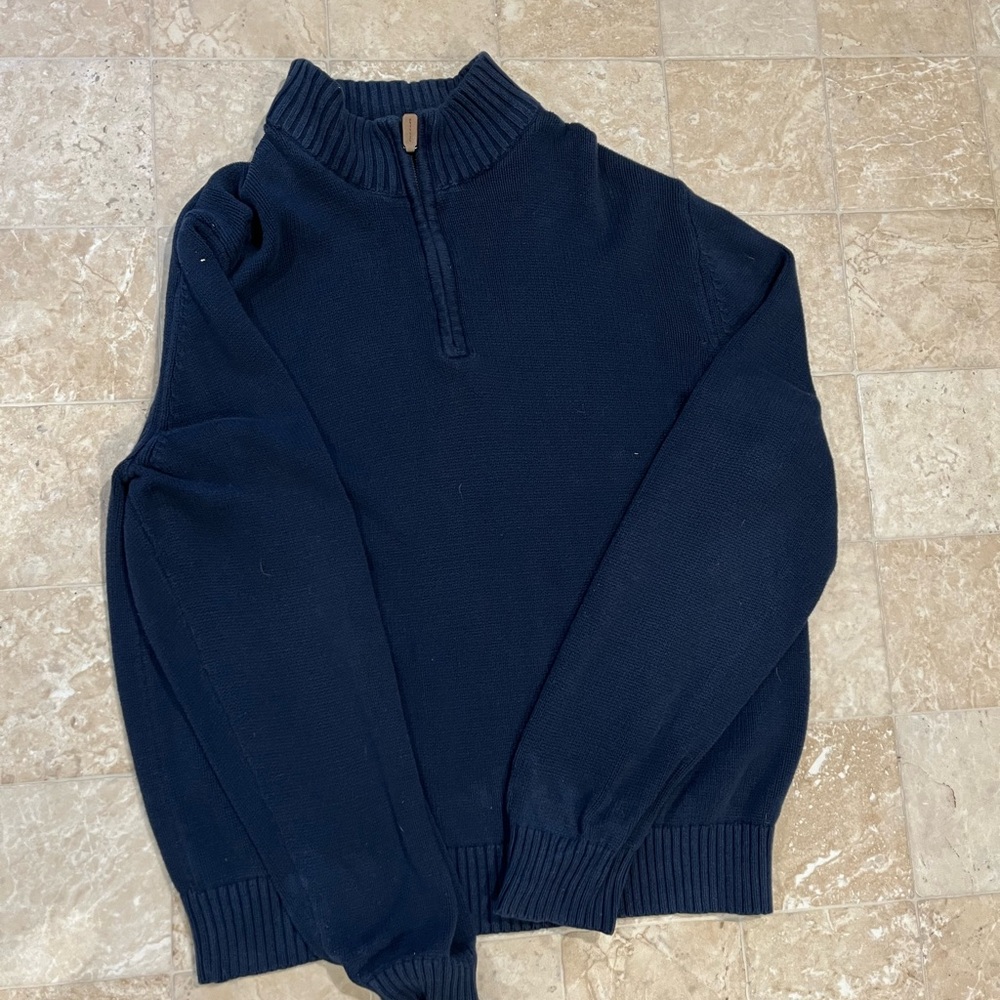 John Smedley Men's Dark Blue Zip-Up Sweater